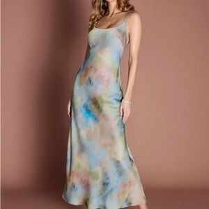 Azazie Pastel Tie-Dye Maxi Dress in Blue, Pink, Yellow